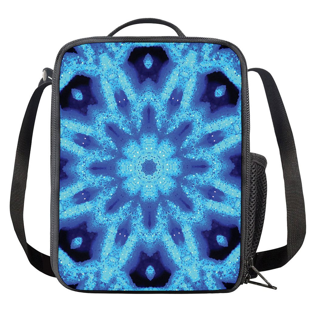 Blue Snowflake Kaleidoscope Print Crossbody Lunch Bag