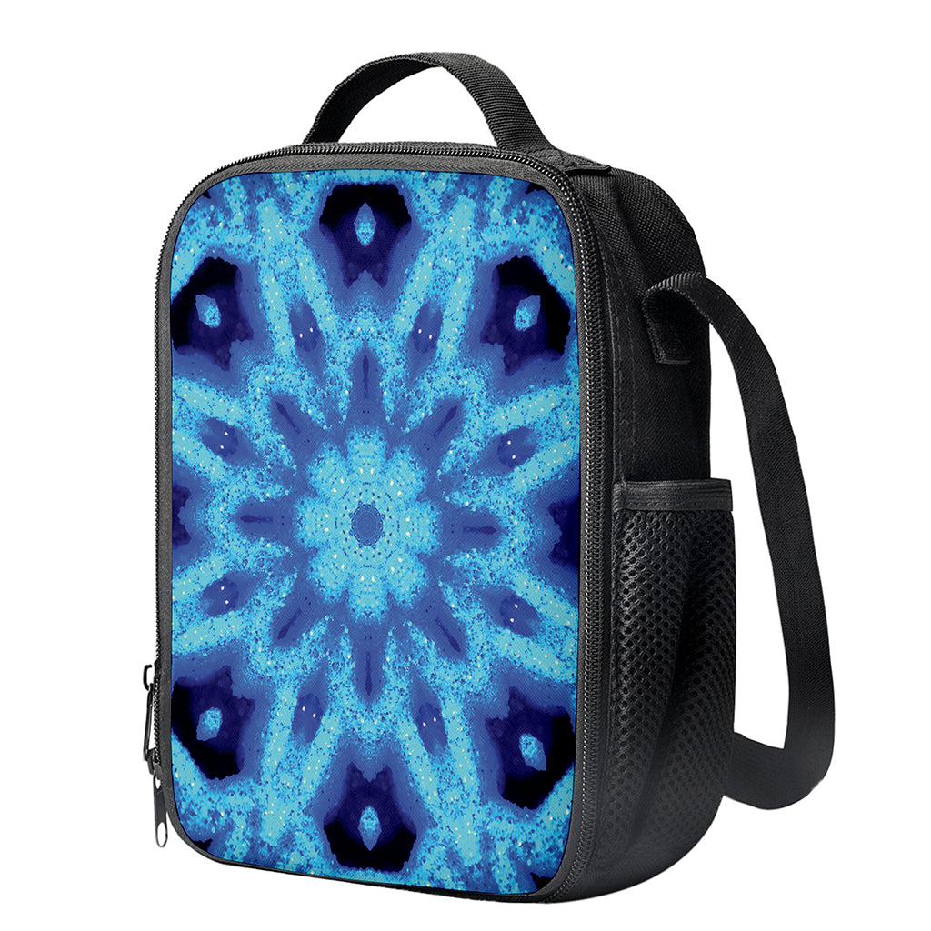 Blue Snowflake Kaleidoscope Print Crossbody Lunch Bag