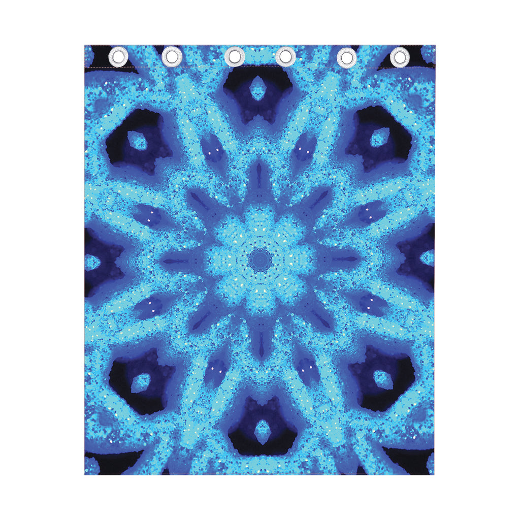 Blue Snowflake Kaleidoscope Print Curtain