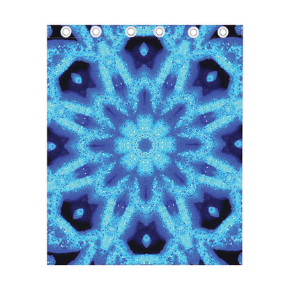 Blue Snowflake Kaleidoscope Print Curtain