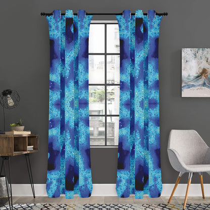 Blue Snowflake Kaleidoscope Print Curtain