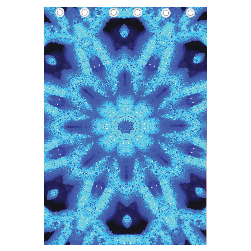 Blue Snowflake Kaleidoscope Print Curtain