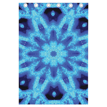 Blue Snowflake Kaleidoscope Print Curtain