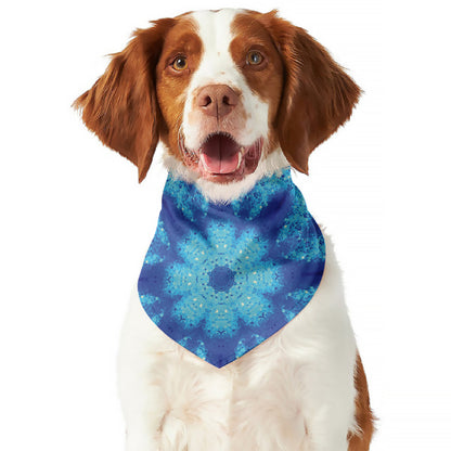 Blue Snowflake Kaleidoscope Print Dog Bandana