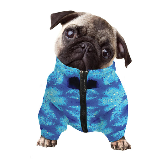 Blue Snowflake Kaleidoscope Print Dog Zip Up Jacket