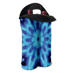 Blue Snowflake Kaleidoscope Print Double Neoprene Wine Tote