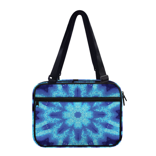 Blue Snowflake Kaleidoscope Print Double Strap Bible Bag