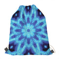 Blue Snowflake Kaleidoscope Print Drawstring Bag