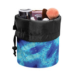 Blue Snowflake Kaleidoscope Print Drawstring Makeup Bag