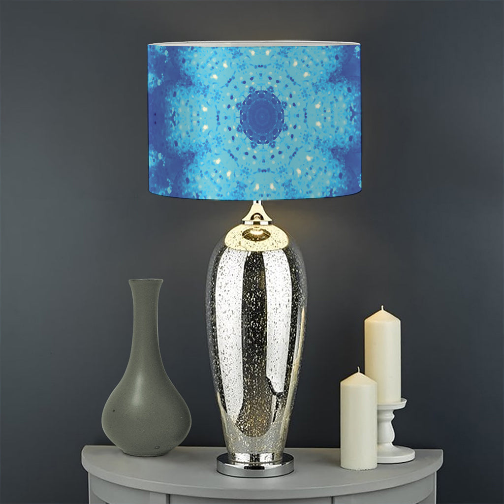 Blue Snowflake Kaleidoscope Print Drum Lamp Shade