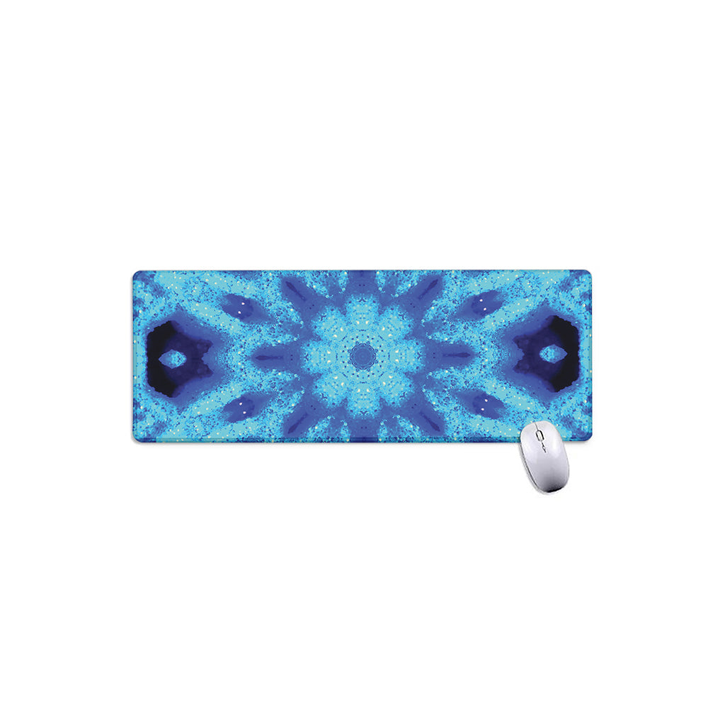 Blue Snowflake Kaleidoscope Print Extended Mouse Pad