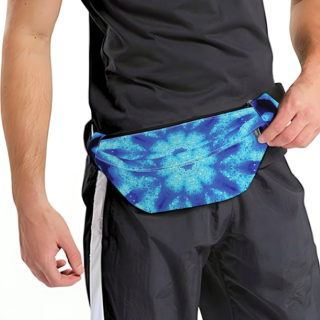 Blue Snowflake Kaleidoscope Print Fanny Pack