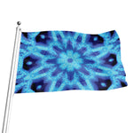 Blue Snowflake Kaleidoscope Print Flag