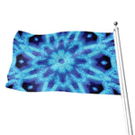 Blue Snowflake Kaleidoscope Print Flag
