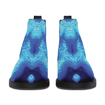 Blue Snowflake Kaleidoscope Print Flat Ankle Boots