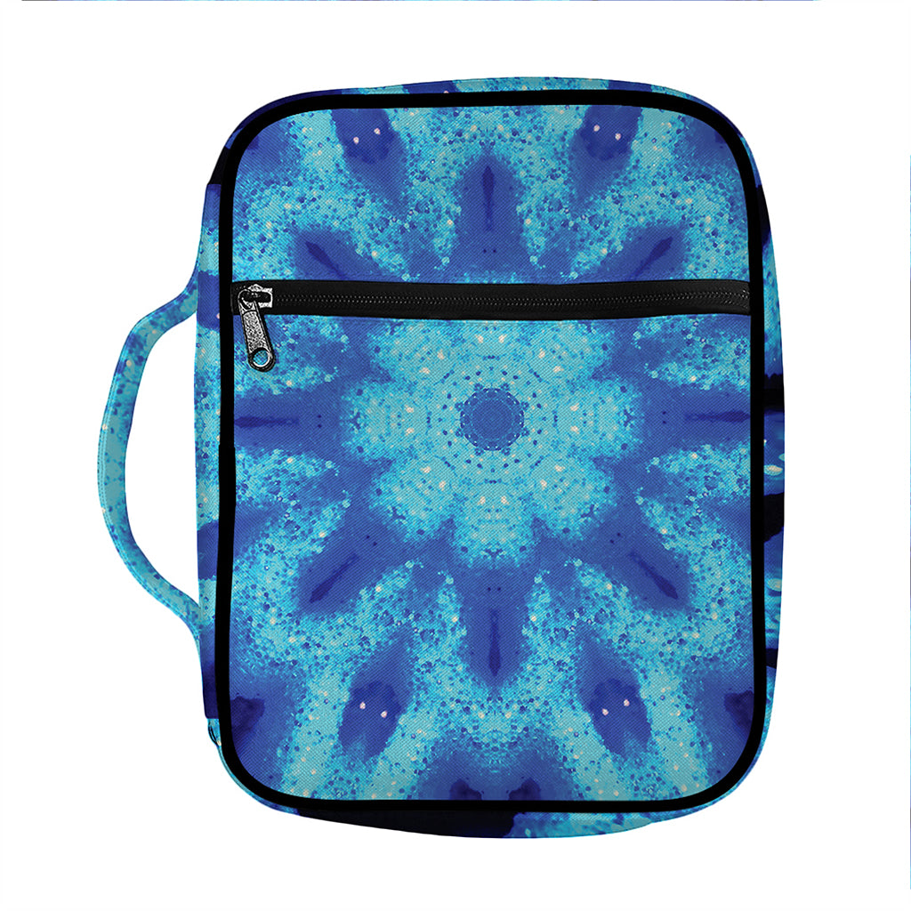 Blue Snowflake Kaleidoscope Print Front Pocket Bible Bag