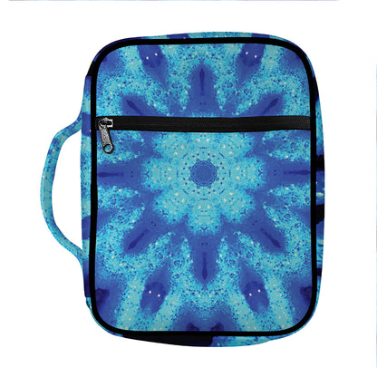Blue Snowflake Kaleidoscope Print Front Pocket Bible Bag