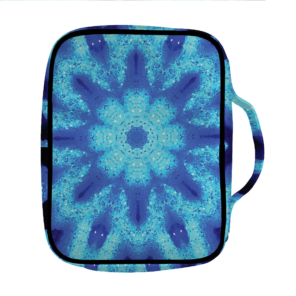 Blue Snowflake Kaleidoscope Print Front Pocket Bible Bag