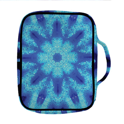 Blue Snowflake Kaleidoscope Print Front Pocket Bible Bag