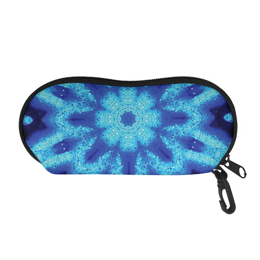 Blue Snowflake Kaleidoscope Print Glasses Case