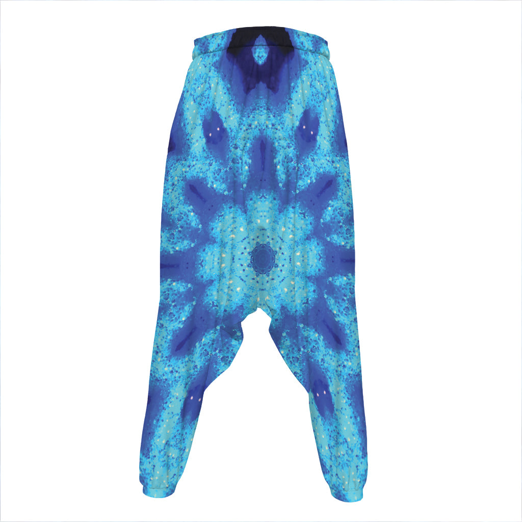Blue Snowflake Kaleidoscope Print Hammer Pants