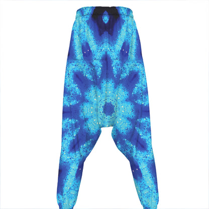Blue Snowflake Kaleidoscope Print Hammer Pants