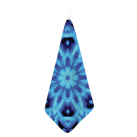 Blue Snowflake Kaleidoscope Print Hand Towel
