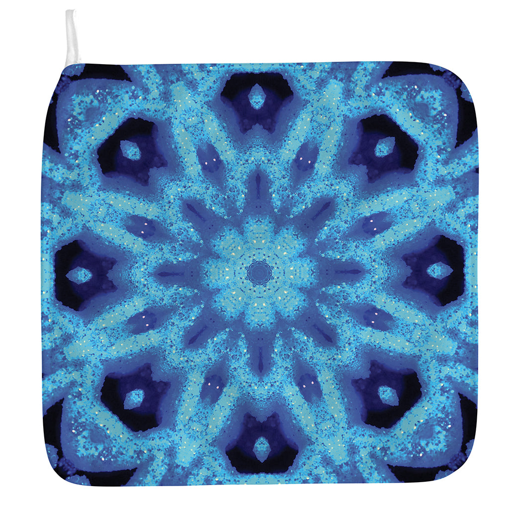 Blue Snowflake Kaleidoscope Print Hand Towel