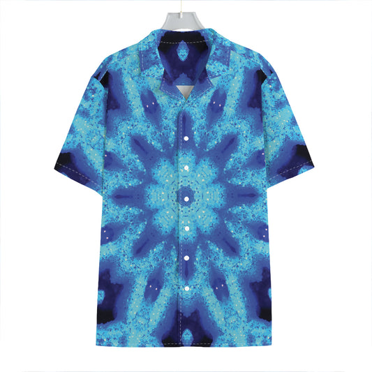 Blue Snowflake Kaleidoscope Print Hawaiian Shirt