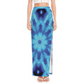 Blue Snowflake Kaleidoscope Print High Slit Maxi Skirt