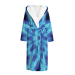 Blue Snowflake Kaleidoscope Print Hooded Bathrobe