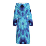 Blue Snowflake Kaleidoscope Print Hooded Bathrobe