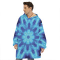 Blue Snowflake Kaleidoscope Print Hoodie Blanket