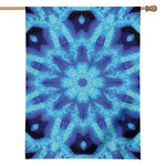 Blue Snowflake Kaleidoscope Print House Flag