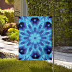 Blue Snowflake Kaleidoscope Print House Flag
