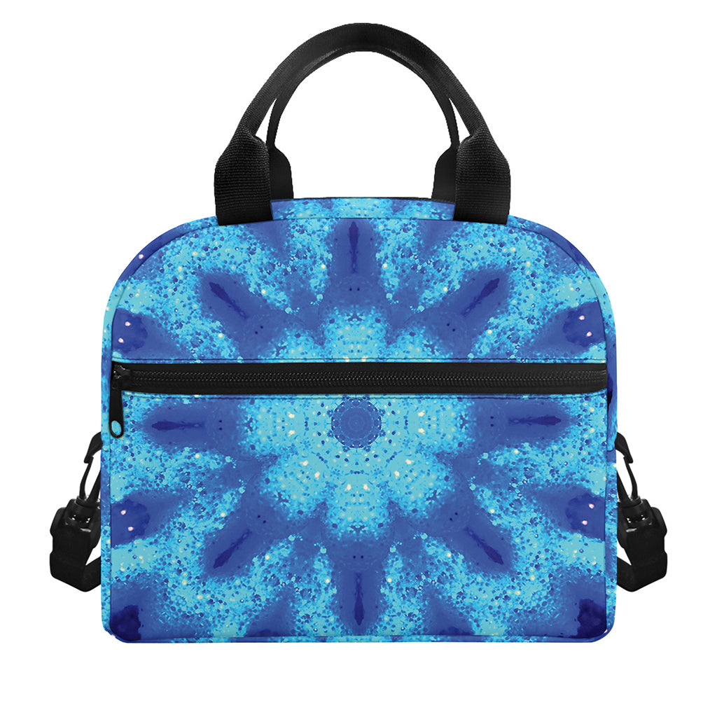 Blue Snowflake Kaleidoscope Print Insulated Lunch Bag