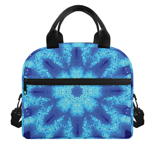 Blue Snowflake Kaleidoscope Print Insulated Lunch Bag