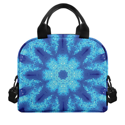 Blue Snowflake Kaleidoscope Print Insulated Lunch Bag