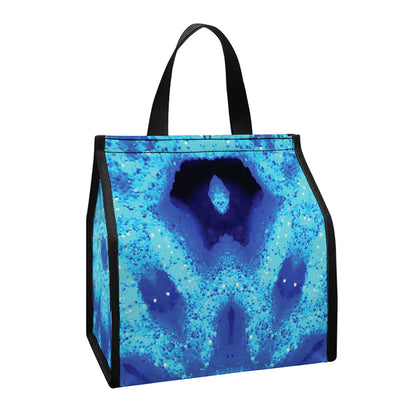 Blue Snowflake Kaleidoscope Print Insulated Lunch Tote