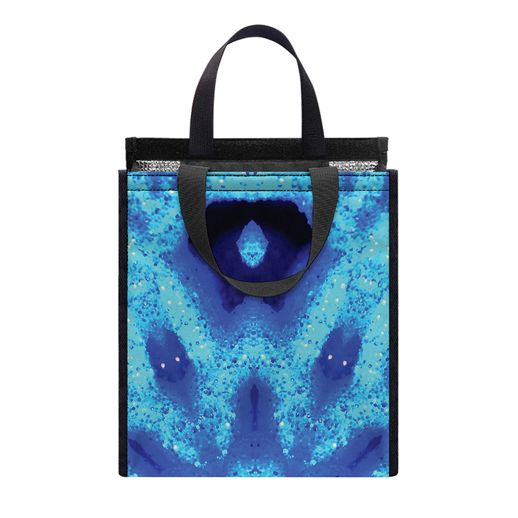 Blue Snowflake Kaleidoscope Print Insulated Lunch Tote