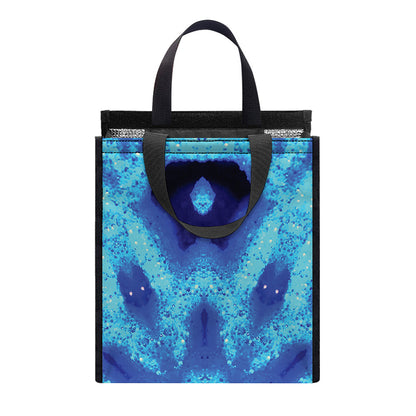 Blue Snowflake Kaleidoscope Print Insulated Lunch Tote