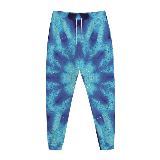 Blue Snowflake Kaleidoscope Print Jogger Pants