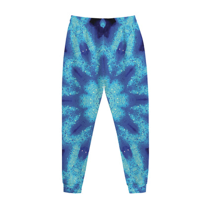 Blue Snowflake Kaleidoscope Print Jogger Pants