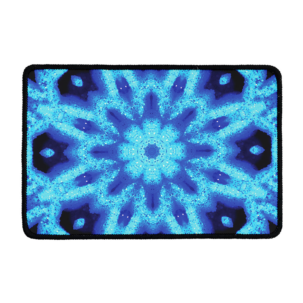 Blue Snowflake Kaleidoscope Print Kitchen Mat