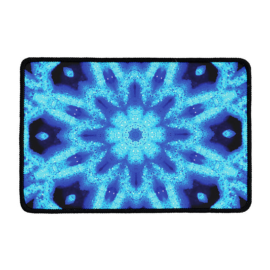 Blue Snowflake Kaleidoscope Print Kitchen Mat