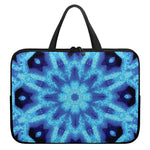 Blue Snowflake Kaleidoscope Print Laptop Sleeve With Handle