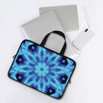 Blue Snowflake Kaleidoscope Print Laptop Sleeve With Handle
