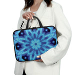 Blue Snowflake Kaleidoscope Print Laptop Sleeve With Handle