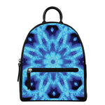 Blue Snowflake Kaleidoscope Print Leather Backpack