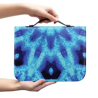 Blue Snowflake Kaleidoscope Print Leather Bible Cover
